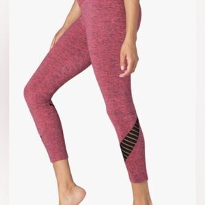 BEYOND YOGA RED SLICED MESH LEGGINGS MEDIUM